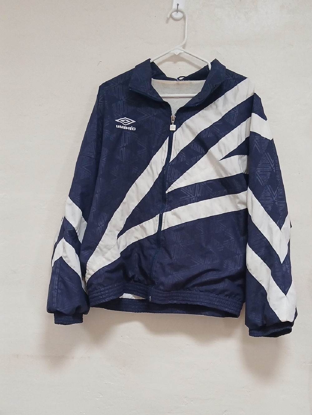 Vintage 80"s Umbro Navy and White Retro Track Jacket